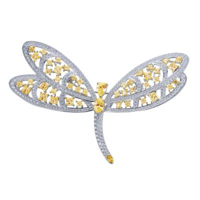 China Zhanhao Silver Cubic Zircon Vintage Dragonfly Brooches For Women Cute Pin Fashion Dress Coat Accessories Large Insect Brooch Pin Jewelry for sale