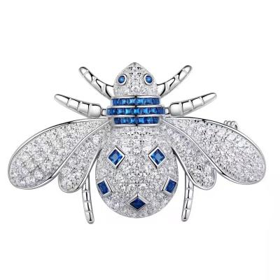 China Zhanhao New Arrivals Luxury Silver Simulated Diamond S925 Rose And Blue Ladybug Brooch Pin For Christmas Gift for sale