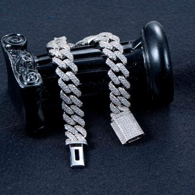 China Zhanhao CLASSIC Zirconia 12MM Chunky Cuban Link Chain /Cuban Bracelet For Men Hip Hop Jewelry for sale