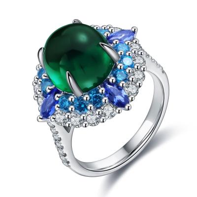 China 18K White Gold Romantic Emerald Adjustable Ring Gold Ring Lab Developed Wedding Gifts For Women for sale