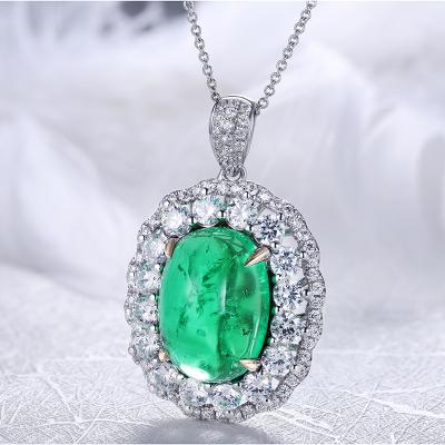 China Green Gold Anster Stone 7.056ct Tall Emerald Pendant 9K Gold Plated Necklace For Men Women for sale