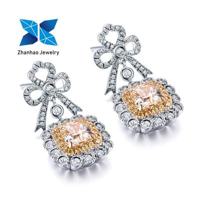 China Latest Diamond Gold Plated 14K Tassel Earring Imitation Radiant Cut Designs Developed by Yellow Gold Zhanhao Jewelry Yellow Diamond Lab for sale