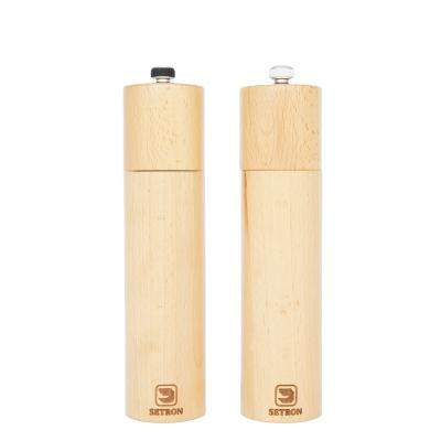 China 8 Inch Salt and Pepper Mills With Ceramic Core Salt and Viable Adjustable Wooden Pepper Grinders for sale