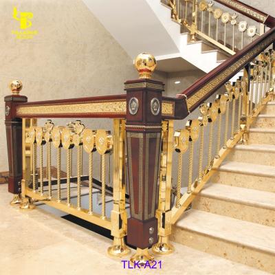 China Foshan Special Designed High End Brass Material Indoor Stair Handrails for sale