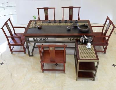 China brass & unique crafted brass rosewood hardware and rosewood tea table and chinese set of chairs for sale