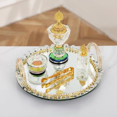 China Arab censer crystal glass incense holder four-piece home decoration Middle East censer set for sale