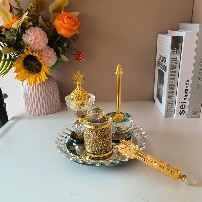 China Arabic Censer Censer Crystal Electroplating Four-piece Aromatherapy Stove Fragrance Home Decoration Censer Set for sale