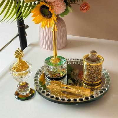 China Censer Crystal Aromatherapy Furnace Four-piece Home Arabian Censer Set Decoration Arabian Electroplating Incense Holder for sale