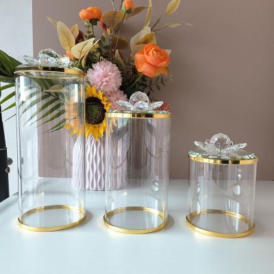 China Modern Crystal Plating Glass Jar Stocked Artifact Storage Jar Kitchen Storage Candy Box Glass Jar Storage for sale