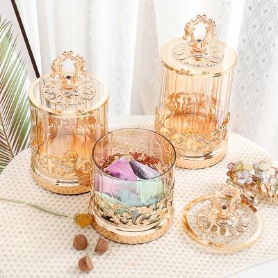 China Wholesale Electroplating Glass Stocked Candy Jar Home Decoration Dried Fruit Candy Jar Storage Gold Candy Jar for sale