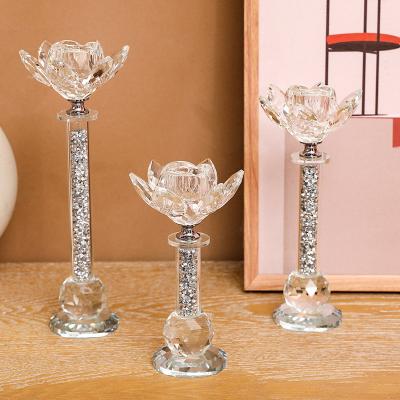 China Home Decoration Light Luxury Mounted Candle Holder Three Piece Suit Bedroom Party Wedding Occasion Decoration Crystal Candlestick for sale