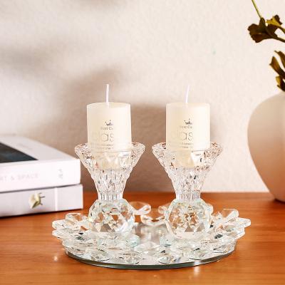 China Three-piece home decoration candlestick household aromatherapy candle holder set crystal candlestick for home decoration for sale