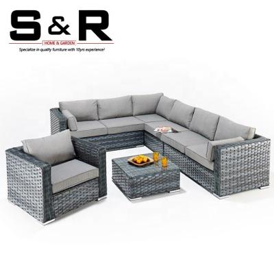 China Eco-friendly\UV Resistant\Water Proof\Weather Resistant Hotel Patio Lounge Set Plastic Rattan Italian Garden Patio Furniture Sofa Sets for sale