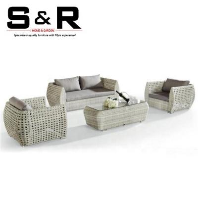 China Eco-friendly\UV Resistant\Water Proof\Weather Resistant Luxury Furniture Rattan Outdoor Garden Sofa Set 4 Pcs Wicker Sofa Patio Sofa Set for sale