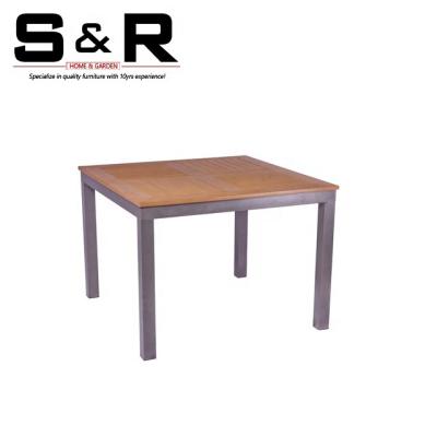 China Luxury Wood Dining Table Eco-Friendly\UV Resistant\Water Proof\Weather Resistant Factory Direct High Quality Aluminum Frame In Square Shape for sale