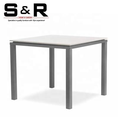 China Square Designs Eco-Friendly\UV Resistant\Water Proof\Weather Resistant Modern Simple Outdoor Aluminum Garden Dining Table Hotel Style Square Designs for sale