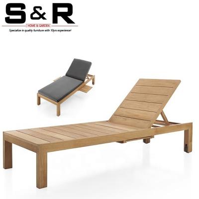 China Eco-friendly\UV Resistant\Water Proof\New Style Teak Lounger Pool Chair Outdoor Folding Weather Resistant New Design With Cushion for sale