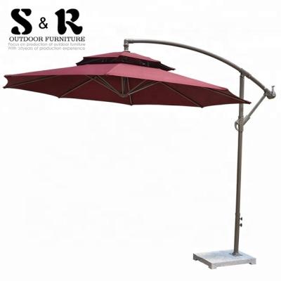 China Durable Outdoor Side Fabric Eco-friendly\UV Resistant\Water Proof\Large Umbrella Sun Rain Garden Roma Pole Excellent Weather In Double Top for sale