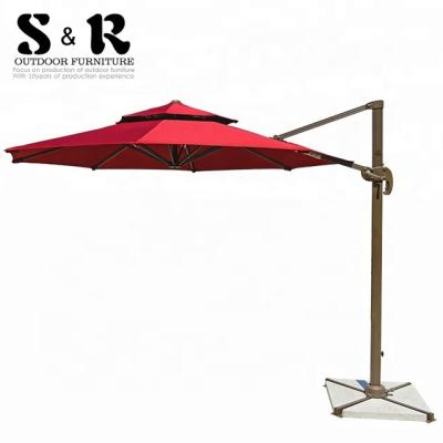 China Eco-Friendly\UV Resistant\Water Proof\Heavy Duty Outdoor Luxury Hotel Quality Patio Large Size Parasol Weather Garden Umbrella With Crank for sale