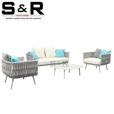 China Eco-friendly\UV Resistant\Water Proof\Outdoor Garden Furniture Rope Weave Table And Chairs From China Manufacturer Direct Style New Direct With Cushions for sale