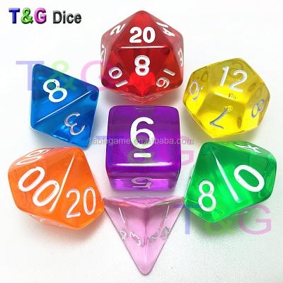 China Transparent Effect Acrylic Polyhedral Candy Colored Dungeons And Dragons Carve Set for sale