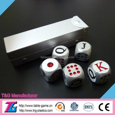 China Plating Silver Or Gold Color High Quality Aluminum Poker Dice Set for sale