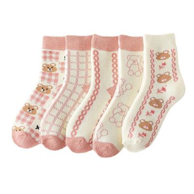 China Beautiful autumn and winter bear Central Institute of Statistics day sports department thickened warm art in cotton socks women's college style with small shoes for sale