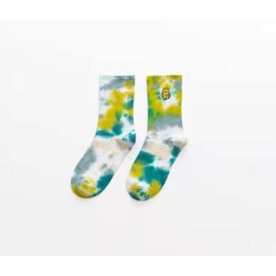 China New Design Breathable Sportswear Wholesale Low Price Trustworthy Quality Embroidered Tie Dye Socks for sale