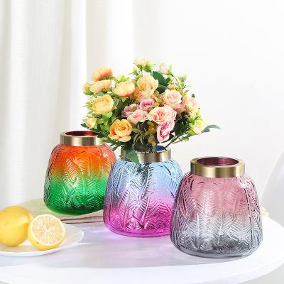 China Nordic Europe Color Glass Vase Flower Vase Flower Vase Glass Large For Weddings for sale