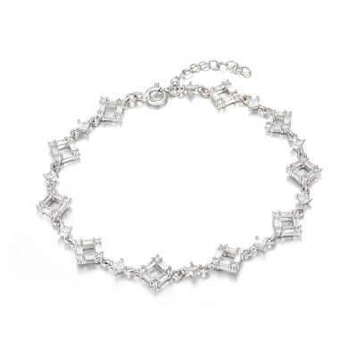 China 2020 New Trendy Women's CZ Link Chain Cubic Zircon Shaped Charm Bracelet 925 Sterling Silver Wholesale Wholesale for sale