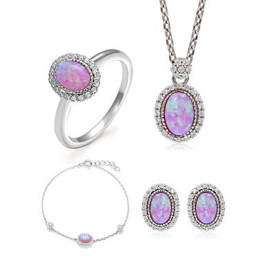 China Hot Sale TRENDY Necklace Ring Earrings Jewelry Sets For Women Silver Bridal Zircon Jewelry 2020 Accessory for sale