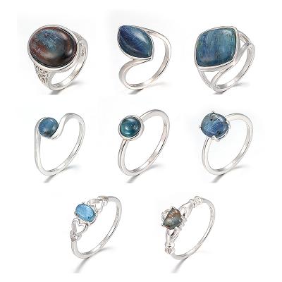 China Trendy Fashion 925 Sterling Silver Kyanite Blue Rings for Women Jewelry for sale