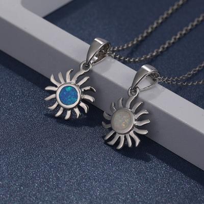 China TRENDY Jewelry Gift For Women Fashion 925 Sterling Silver Synthetic Opal Pendant Necklace for sale