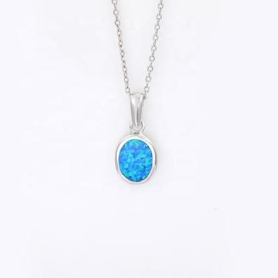 China TRENDY Jewelry Gift For Women Fashion 925 Sterling Silver Synthetic Opal Pendant Necklace for sale