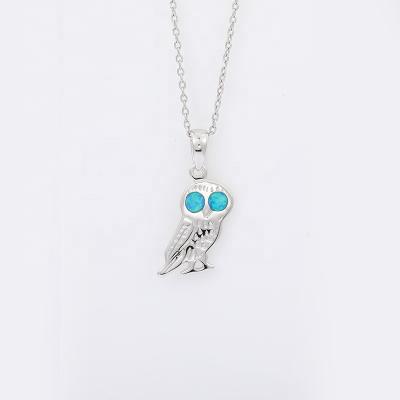 China TRENDY Jewelry Gift For Women Fashion 925 Sterling Silver Synthetic Opal Pendant Necklace for sale