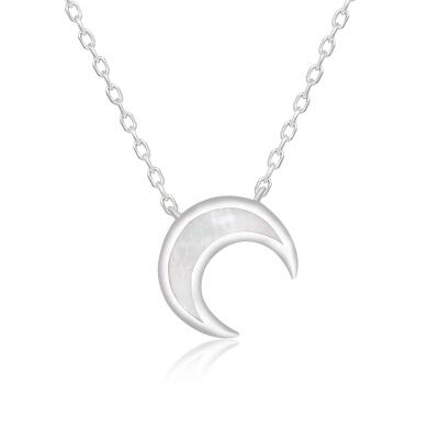 China TRENDY MOM 925 Shell Pendant Mothers Day Gift Silver Mom Necklace Jewelry Heart Moon Pendant I Love You for sale