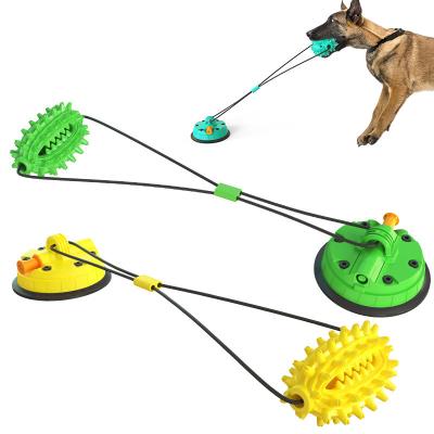 China Rubber Dog Dispensing Tug Rope Toy Chewing Ball Tooth-cleaning Suction Food Self Squeaking Game Interactive Multifunctional Viable Cup for sale