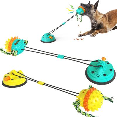 China 2022 New Selling ABS TPR Vacuum Suction Cup Dog Pull Rope Toys Durable Super Durable Squeaky Chewy Ball For Dogs for sale