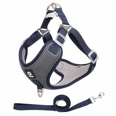 China Hot Selling Custom Adjustable Dog Harness Logo Colors No-Pull Breathable Reflective Dog Harness With Leashes for sale