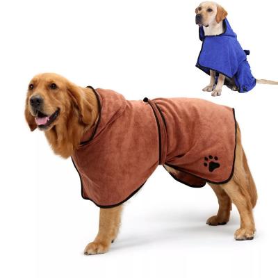 China Super Viable Quick Dry Soft Adjustable Pet Bathrobe Towel Robe Dog Bathrobe Drying Absorbent Coat Towel For Large Medium Small Dog for sale