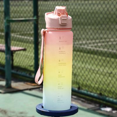 China PORTABLE Amazon 1l Bpa Free Gradient Color Gym Fitness Sports Tritan Motivational Water Bottle for sale