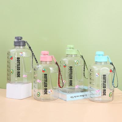 China Large 2.2L PORTABLE Rubber Liner Water Bottle with Motivational Time Marker for sale