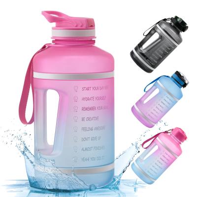 China Custom Bpa Free Logo Plastic Motivational Half Gallon /2.2l /one Gallon/1 Gallon Water Bottles PORTABLE Gym Jug Water Bottles With Sleeve for sale