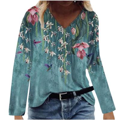 China New Autumn Advertising Gift Full Floral 3d T-shirt Printing Women Long Sleeve Breathable for sale