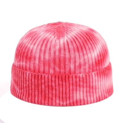 China Agriculture promotion gifts fashion colorful women's unisex pom ribbed cotton kids hat reused to knit children's baby tie dye beanie for sale