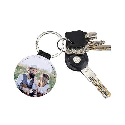 China Custom Photo Cute Blank Key Chain Hot Sales Promotion Animal Leather Round Gifts Bling Luxury Round Lanyard Leder PU Leather Key Chain Sublimation for sale