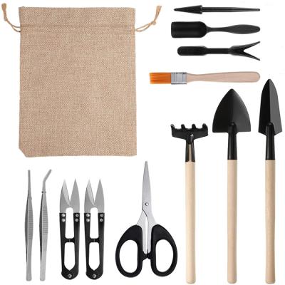 China Farming Landscape 13pcs Promotional Micro Planter Gardening Tool Plant Gift Wood Set for sale