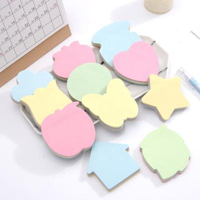 China Custom sticky die cut notes logo rectangle shape loose leaf large bycicle cloud arrow diamond butterfly special animal geometric heart for sale