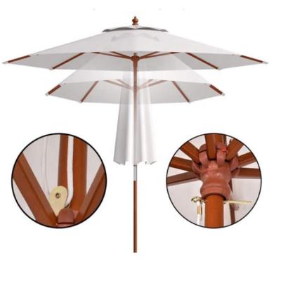 China Promotional Custom Made Wood Outdoor Sunshade Large Pole Sun Shade Garden Parasols Patio Umbrellas Agriculture Logo Beach Umbrellas for sale