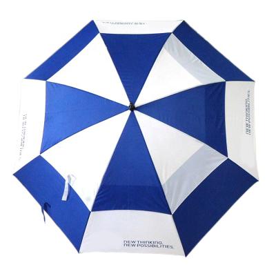 China Promotional Double Layer Blue White Windproof Rain Farming Gifts Custom Golf Umbrella for sale